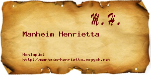 Manheim Henrietta névjegykártya